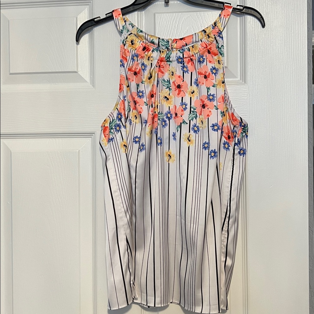 White House Black Market Floral Striped Top